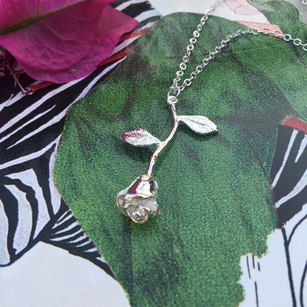Silver Rose Necklace